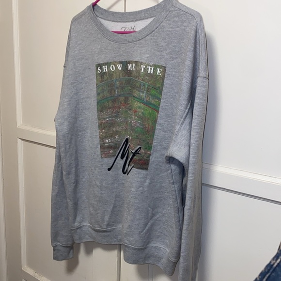 Gold Rush Large Gray Show Me The Monet Pullover Fleece Sweatshirt - Picture 11 of 12